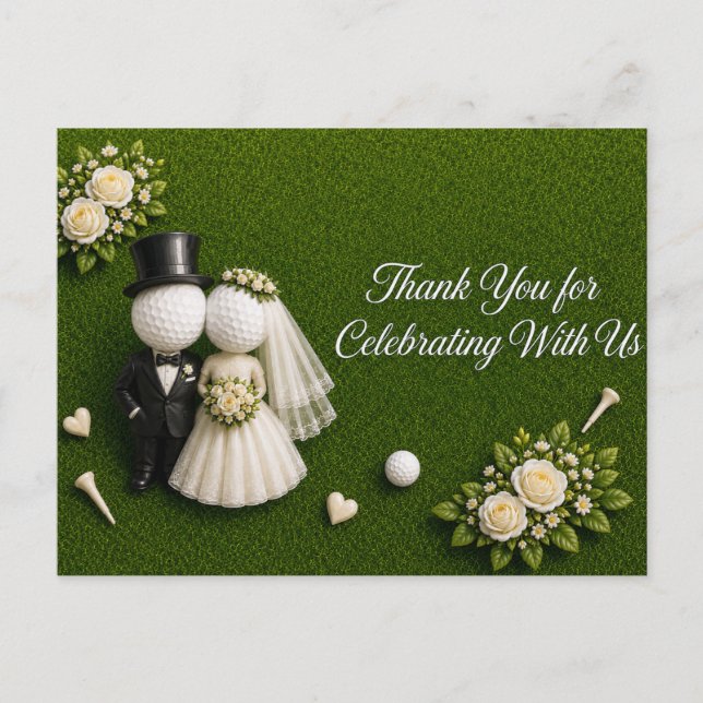 Carte Postale Mariés Balle de Golf Mariage  (Devant)