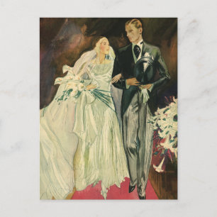 Carte Postale Mariés de mariage Art Déco vintage