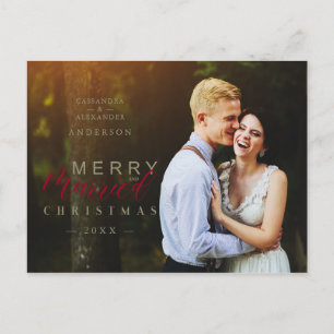 Carte Postale Mariés et joyeux Noël de jeunes mariés photo perso