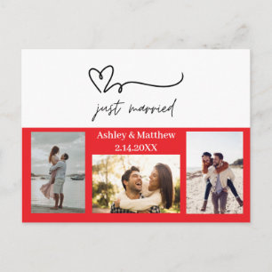 Carte Postale Mariés tout juste 3 Photo Faire-part de Mariage