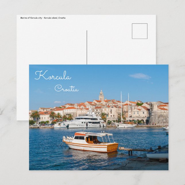 Carte Postale Marina de la ville de Korcula - Dalmatie, Croatie (Devant / Derrière)
