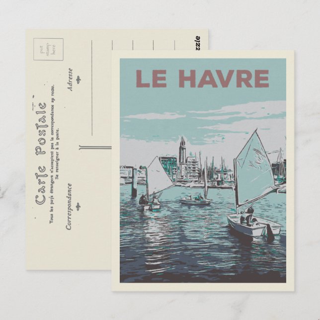 Carte Postale Marina du Havre illustration France (Devant / Derrière)