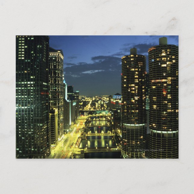 Carte Postale Marina Towers, Chicago River, Wacker Drive, (Devant)