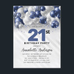Carte Postale Marine Bleu Bleu Parties scintillant de ballons d'<br><div class="desc">Glam Moderne Marine Bleu Balloon Argent Parties scintillant Étincelle N'importe quel âge Anniversaire Invitation</div>