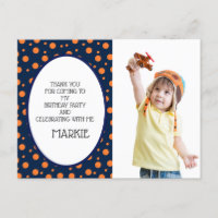 Marine bleu Orange Polka Point Anniversaire Merci