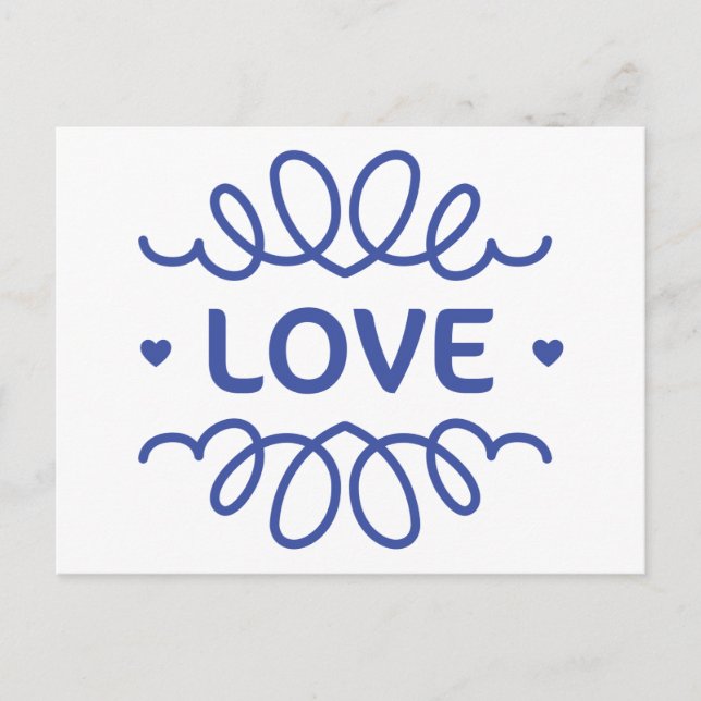 Carte Postale Marine Blue Love Hearts Blank Greeting (Devant)
