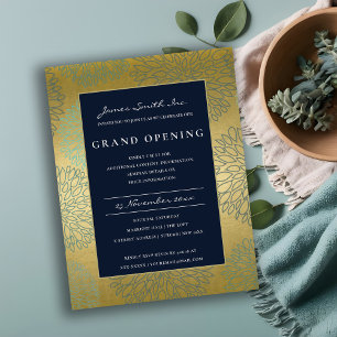 CARTE POSTALE MARINE BLUE OR DAHLIA FLORAL GRAND OUVERT INVITATI