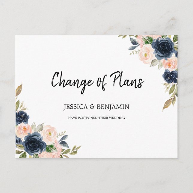 Carte Postale Marine Blush Floral Greenery Feuilles Changement d (Devant)