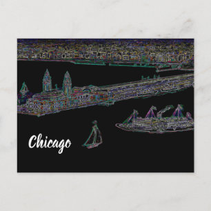 Carte Postale Marine Pier du lac Chicago 1920 NEON Art