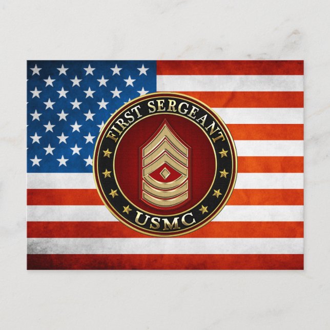 Carte Postale Marines des États-Unis : Premier sergent (USMC 1er (Devant)