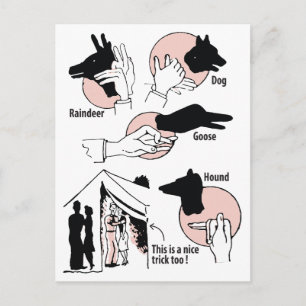 Carte Postale Marionnettes d'ombre à main, joli tour, humour, vi