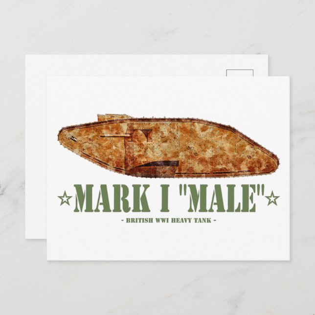 Carte Postale Mark I Homme Guerre mondiale Première Guerre mondi (Devant / Derrière)