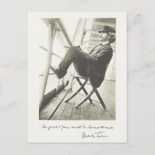 Carte Postale Mark Twain Citation manuscrite littérature américa
