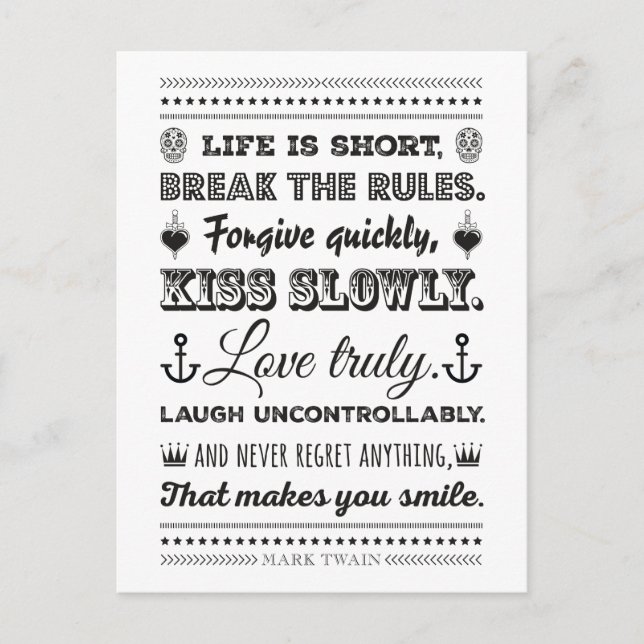 Carte Postale Mark Twain - Rompre les règles (Devant)