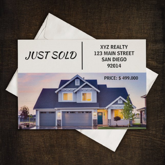Carte Postale Marketing immobilier de vente minimale (Real Estate Agent just sold postcard)
