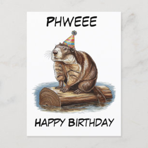 Carte Postale marmotte mignonne équitation connexion dans l'eau