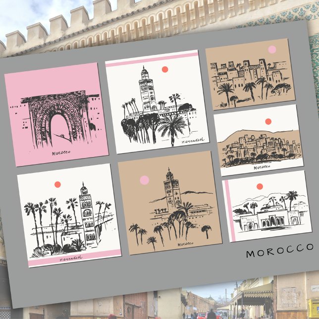 Carte Postale Maroc Afrique Esquisses Architecture Voyage  (Créateur téléchargé)