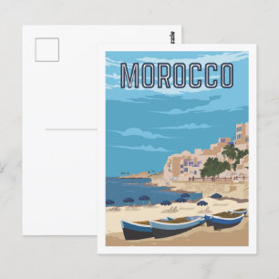 Carte Postale Maroc Beach Illustration de lieux de voyage célèbr