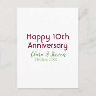 Carte Postale MARON VERT PASTEL joyeux 10ème anniversaire de mar