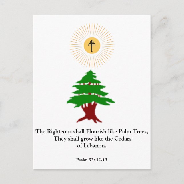 Carte postale maronite du cèdre du Liban Psaume 92 (Devant)