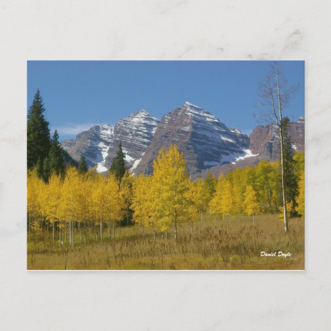 Carte Postale Maroon Bells série #4, Réflexion d'automne. (Devant)