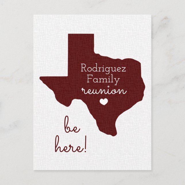 Carte Postale Maroon State of Texas Family Reunion (Devant)