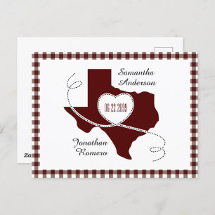 Carte Postale Maroon Texas Curling Ribbon Enregistrer la date