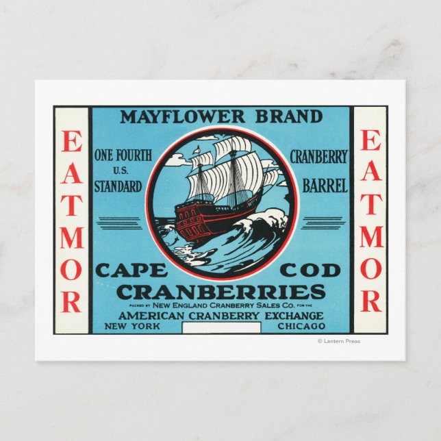 Carte Postale Marque Cape Cod Mayflower Eatmor Cranberries (Devant)