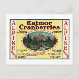Carte Postale Marque Étiquette de la marque Eatmor Cranberries
