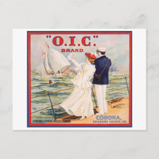 Carte Postale Marque OIC vintage Corona CItrus Growers Crate Lab