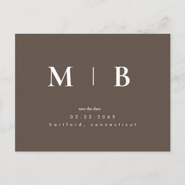 Carte Postale Marque-page Save the Date Monogramme Simple Contem (Devant)
