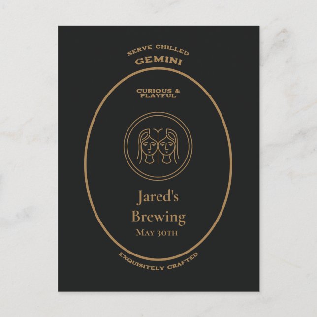Carte Postale Marque, signes du zodiaque, Gémeaux personnalisabl (Devant)