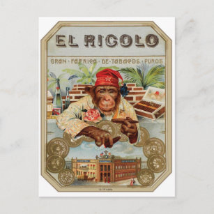 Carte Postale Marque vintage Cigars El Ricolo Chimp