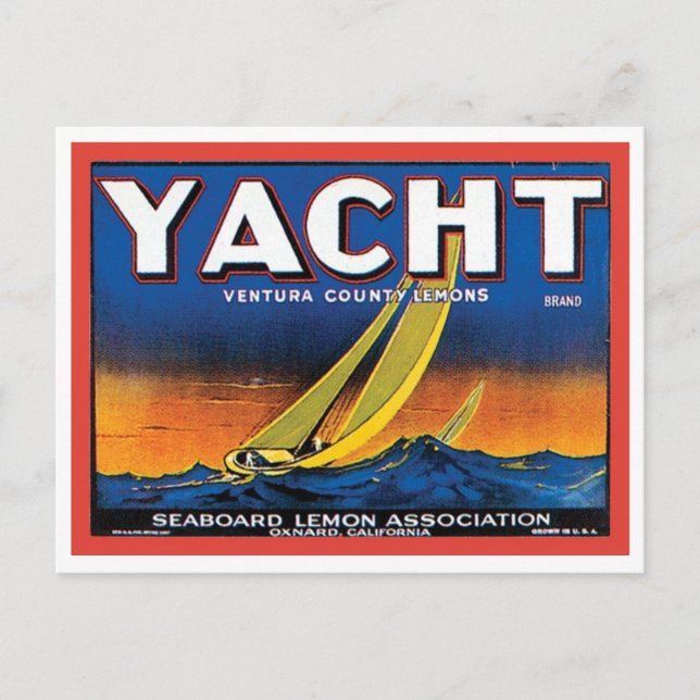 Carte Postale Marque Yacht Ventura Comté Lemons Vintage Crate La (Devant)
