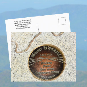 Carte Postale Marqueur du sommet du mont Mitchell Montagnes Noir