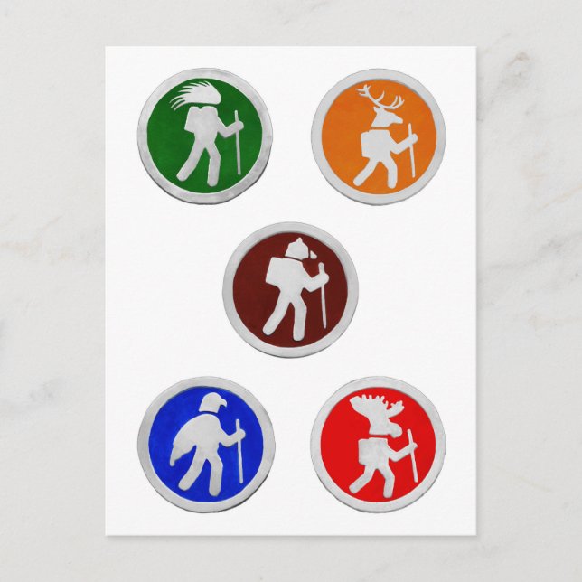 Carte Postale Marqueurs de sentiers pour animaux randonnées (Devant)