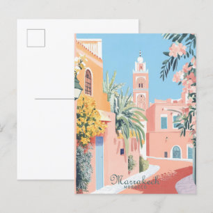 Carte Postale Marrakech Maroc Gouache Illustration Voyage