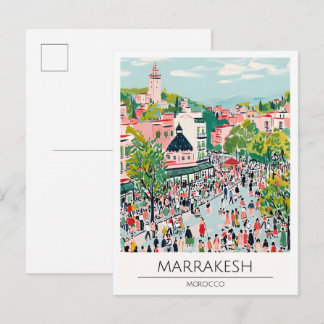Carte Postale Marrakech Maroc Illustration d'art vintage Voyage