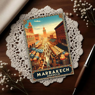 Carte Postale Marrakech Maroc Marché Vintage Voyage