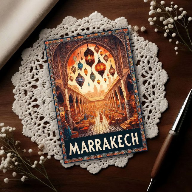 Carte Postale Marrakech Maroc Marché Vintage Voyage (Créateur téléchargé)
