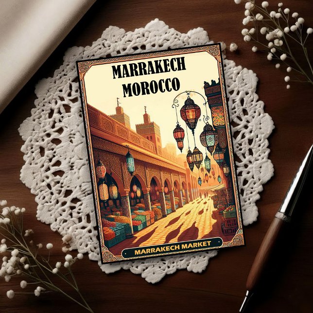 Carte Postale Marrakech Maroc Marché Vintage Voyage (Créateur téléchargé)