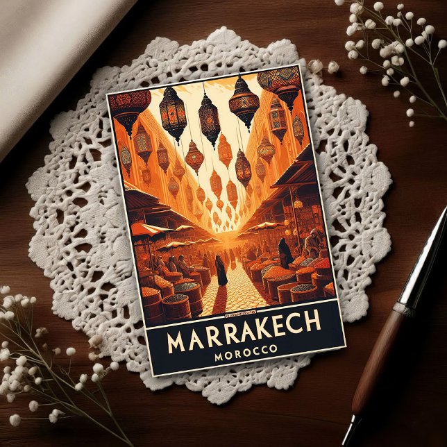 Carte Postale Marrakech Maroc Marché Vintage Voyage (Créateur téléchargé)