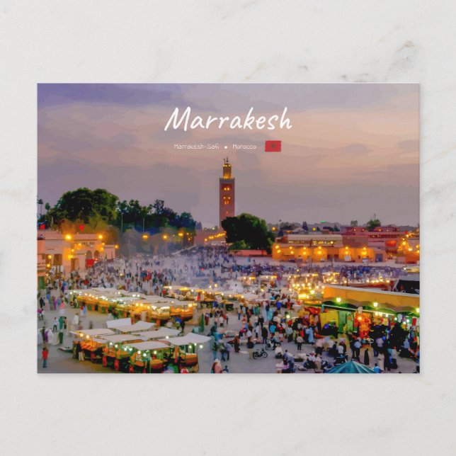 Carte Postale Marrakech, Maroc - Place Jemaa el Fnaa (Devant)