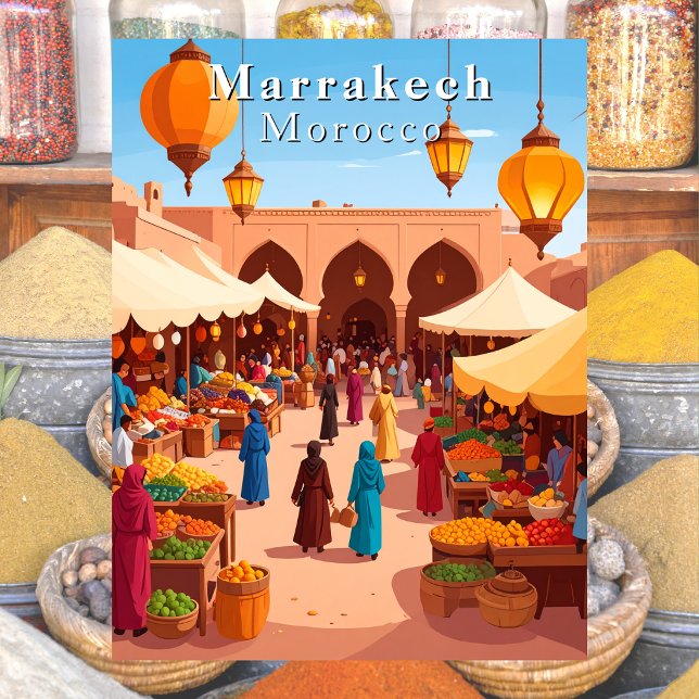 Carte Postale Marrakech Maroc Souk et Marché Voyage (Marrakech Morocco Moroccan Souk and Market Travel Postcard
)