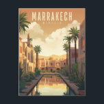 Carte Postale Marrakech - poster - Affiche<br><div class="desc">Affiche de voyage : Marrakech,  ancienne cité impériale de l'ouest du Maroc,  et un centre économique majeur abritant des mosquées,  des palais et des jardins.</div>