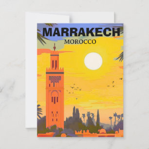 Carte Postale Marrakech Travel Postcard Art, Maroc Travel Post