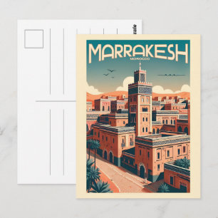 Carte Postale Marrakech vieille ville ciel avec mosque cadeaux