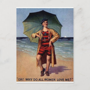 Carte Postale marrant vintage homme maillot de bain mer poster p