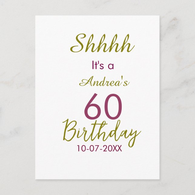 Carte Postale Marron doré chut 60e anniversaire nom simple gras (Devant)