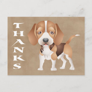 Carte postale marron en détresse remerciant Chien